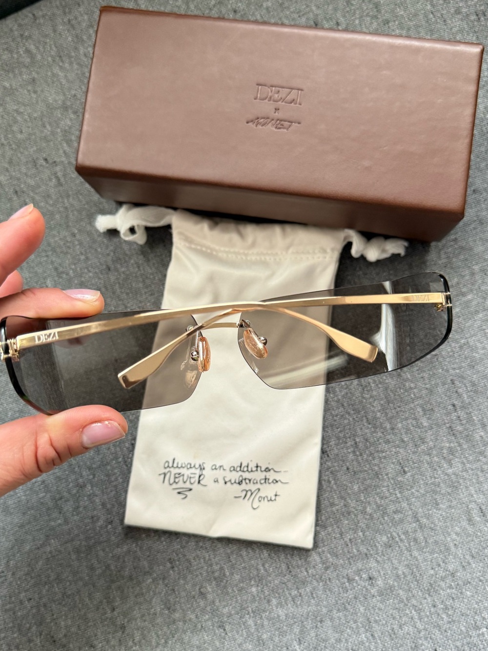Dezi x Monet Moneybag 58mm Rimless Square Sunglasses Sold Out - Picture 5 of 12